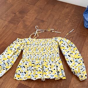 Tanya Taylor Yellow and White Floral Blouse